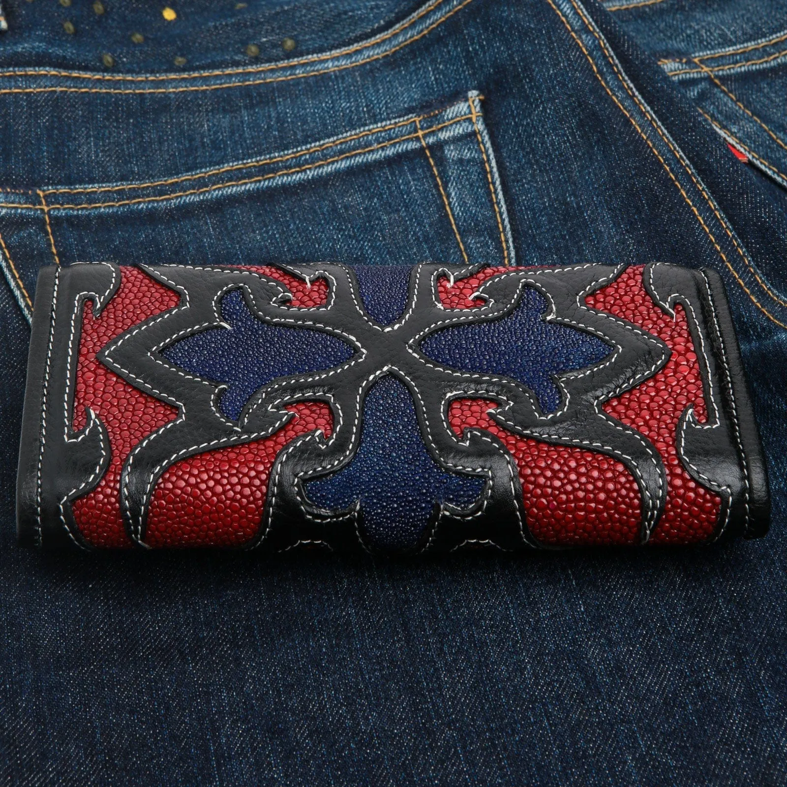 Stingray Leather Tribal Rider Tattoos Biker Chain Wallet