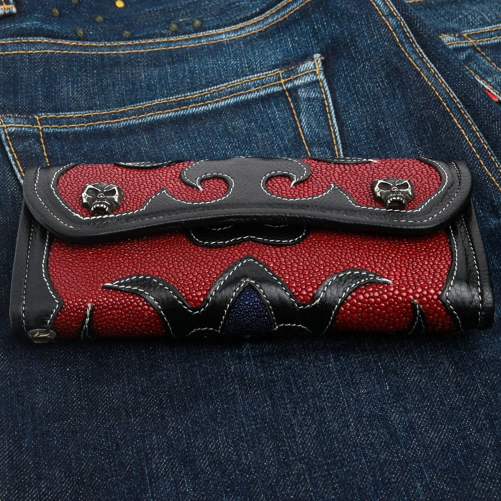 Stingray Leather Tribal Rider Tattoos Biker Chain Wallet