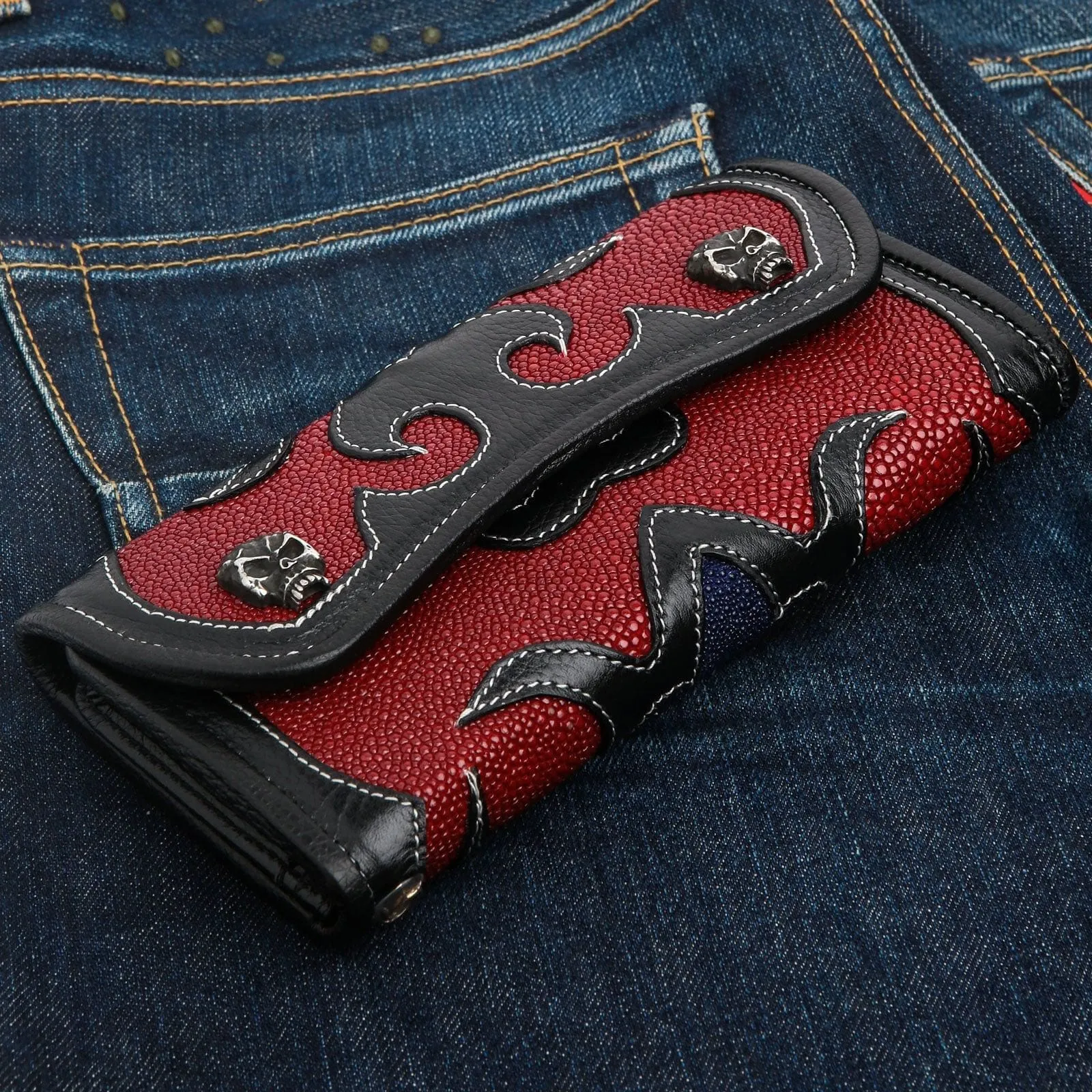 Stingray Leather Tribal Rider Tattoos Biker Chain Wallet