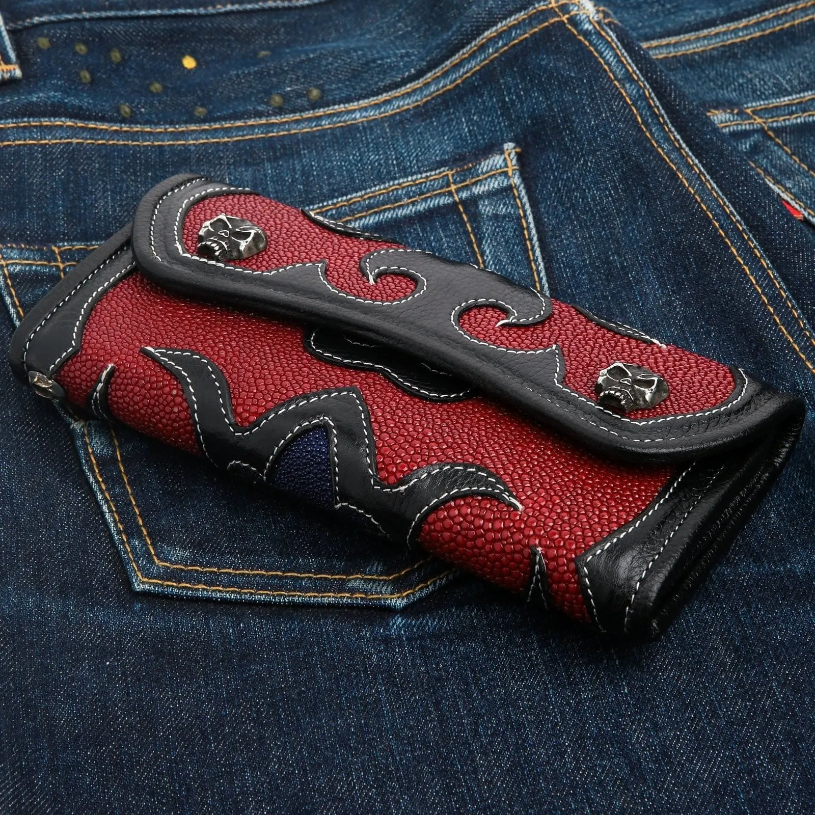 Stingray Leather Tribal Rider Tattoos Biker Chain Wallet