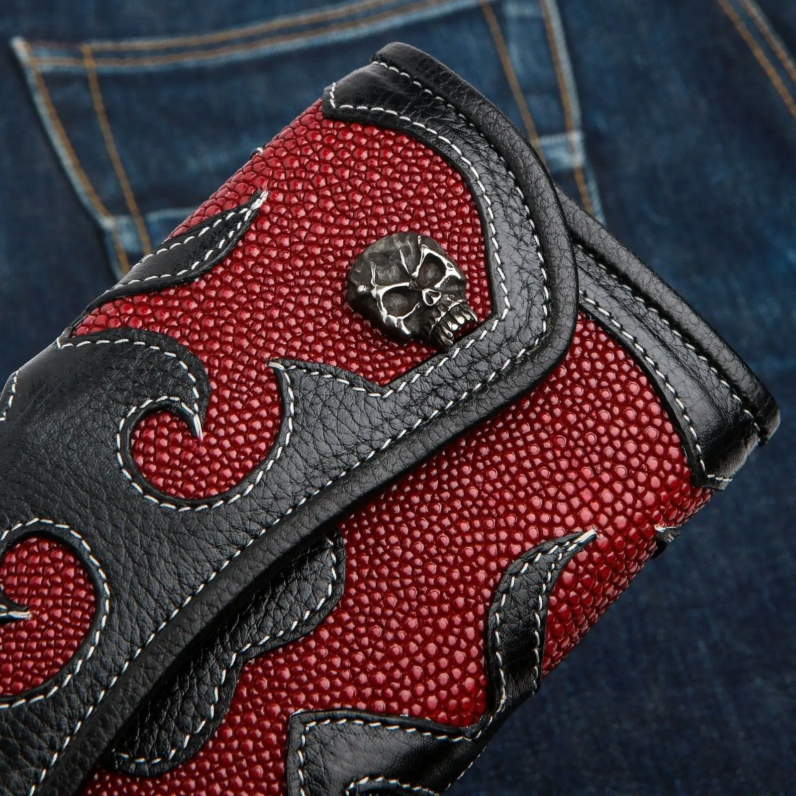 Stingray Leather Tribal Rider Tattoos Biker Chain Wallet