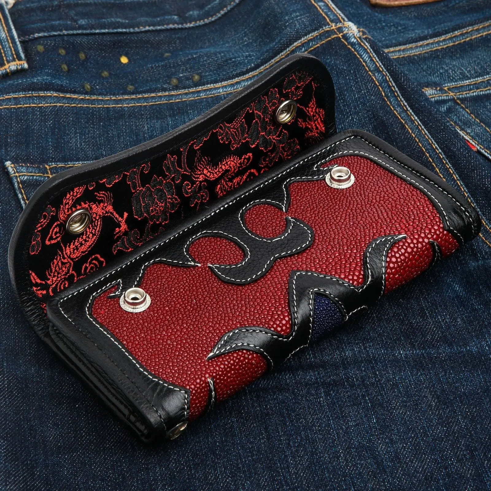 Stingray Leather Tribal Rider Tattoos Biker Chain Wallet