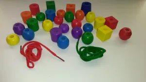 String Along Wooden Threading Blocks By Color or Shape