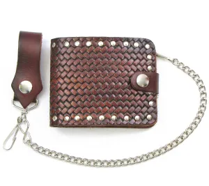 Studded Antique Finish Billfold w/Chain -Weave