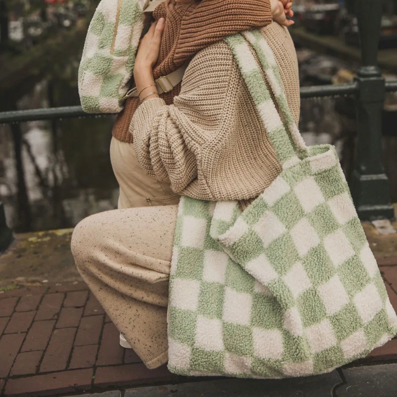 Studio Noos Oversize Checked Mama Stroller Bag (Pistachio)