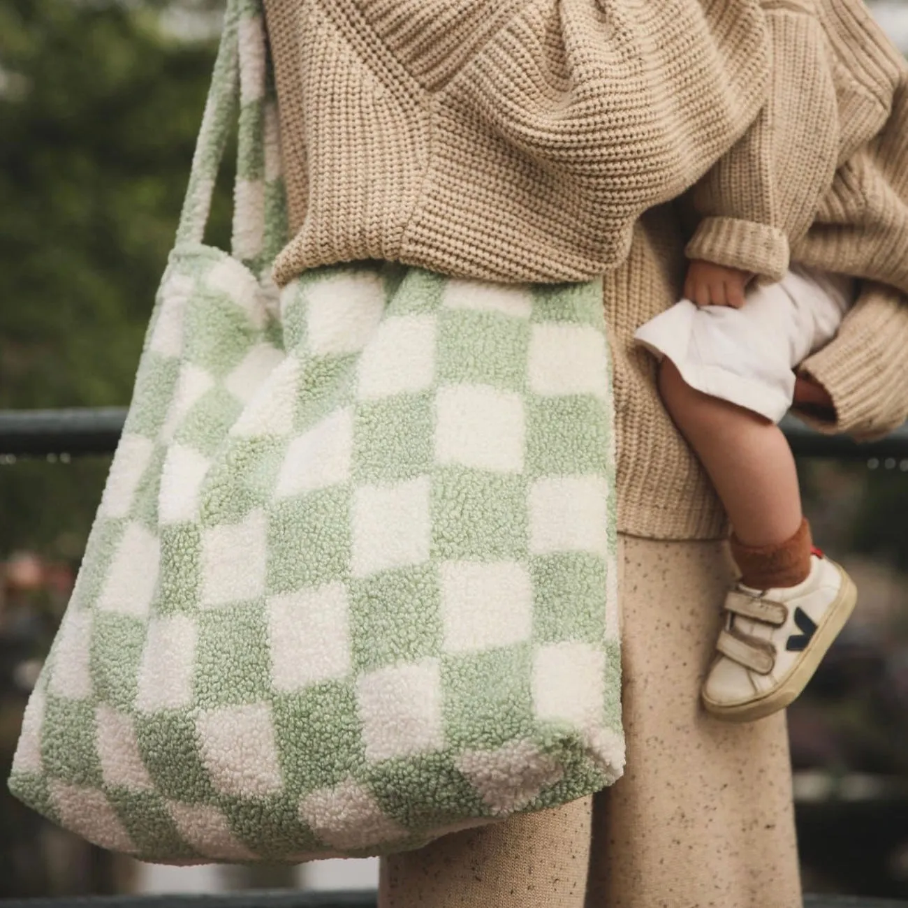 Studio Noos Oversize Checked Mama Stroller Bag (Pistachio)
