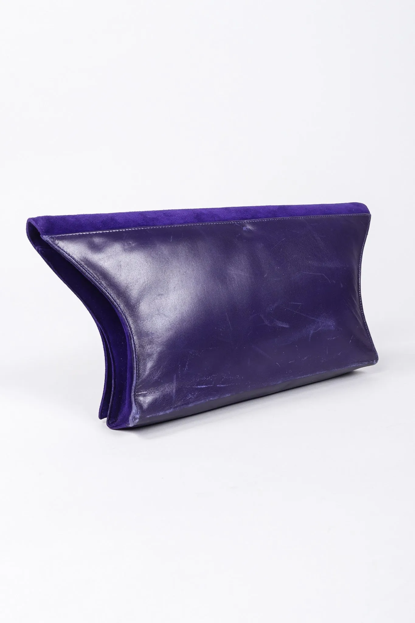 Suede Anvil Envelope Clutch