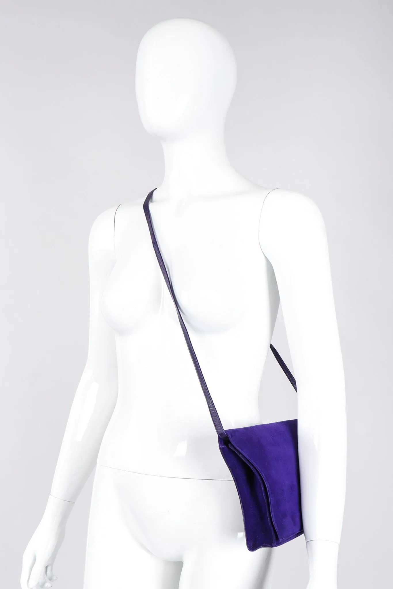 Suede Anvil Envelope Clutch