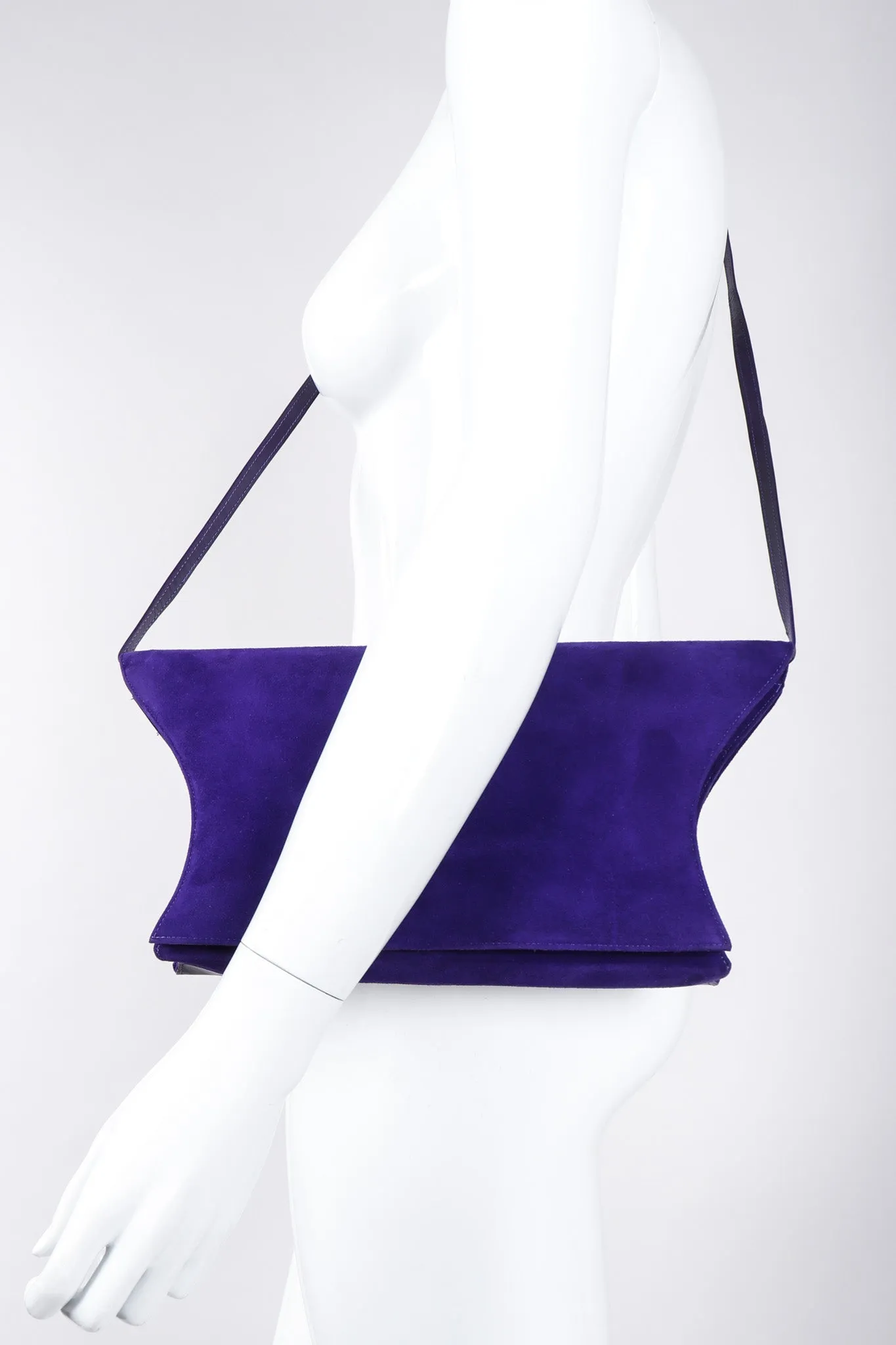 Suede Anvil Envelope Clutch