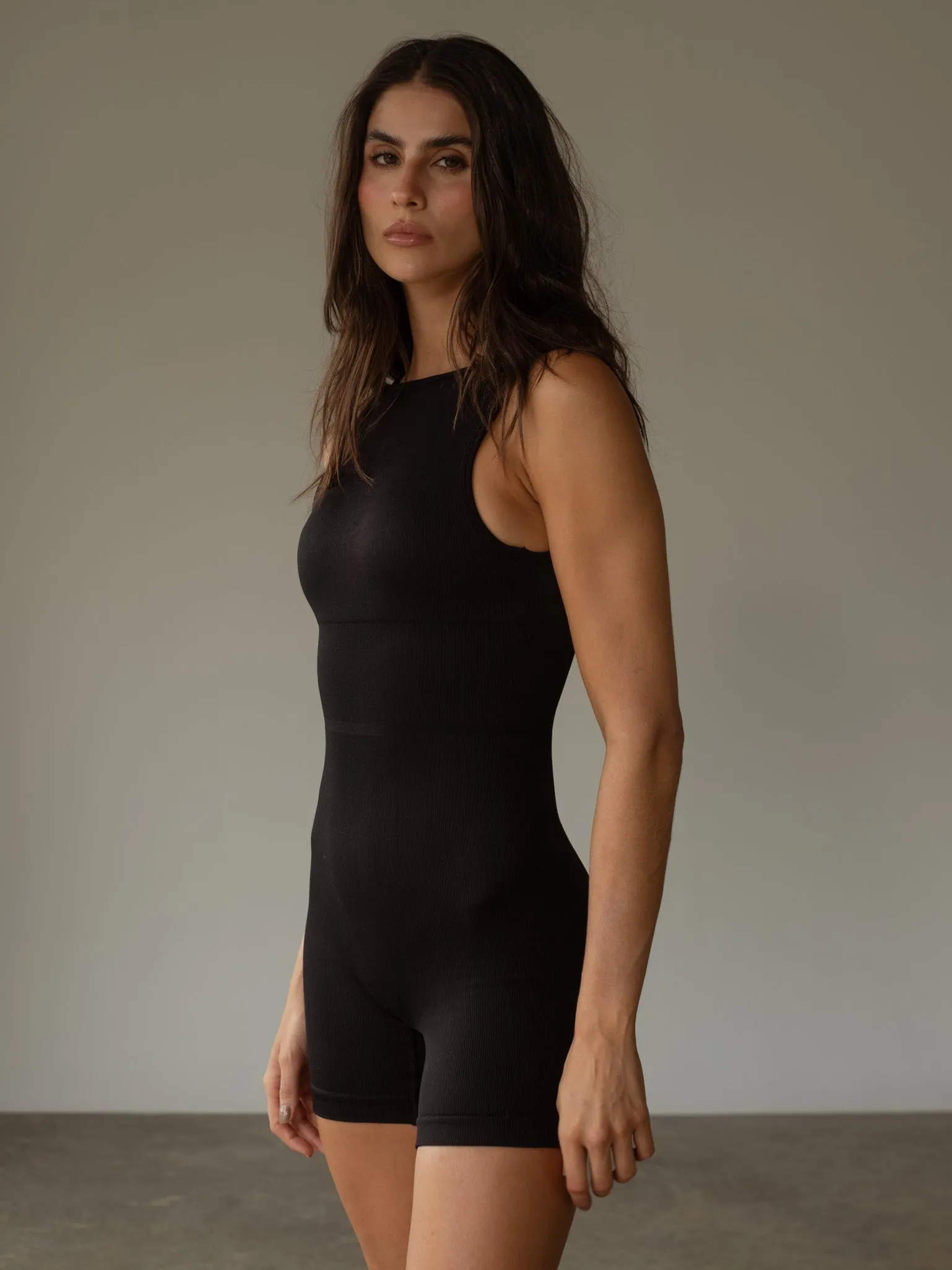 SUITED SEAMLESS UNITARD  - SHADOW