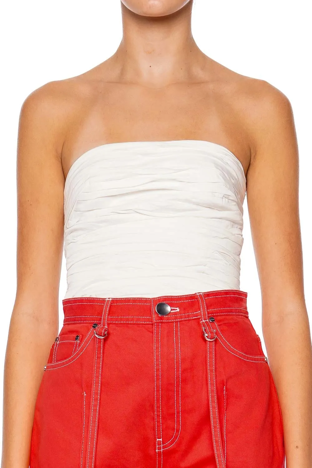 Sunbeam Strapless Ivory Ruched Bustier