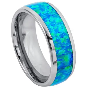 Synthetic Blue Green Opal Inlay Dome - 8mm