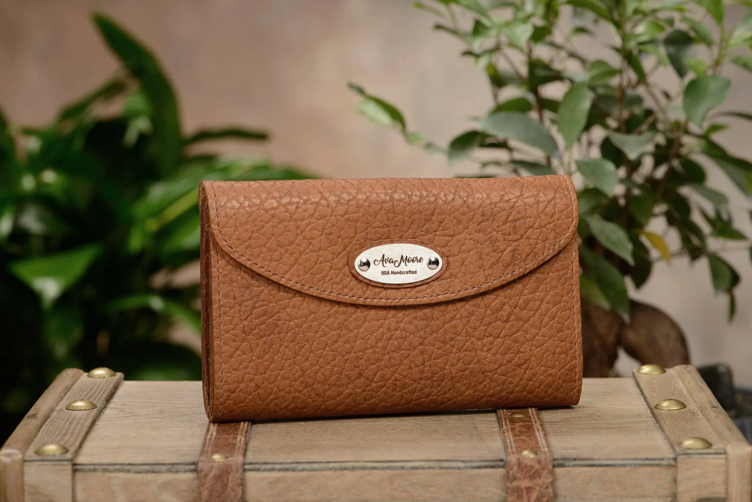 Tan Bison Leather Deluxe Women's Wallet