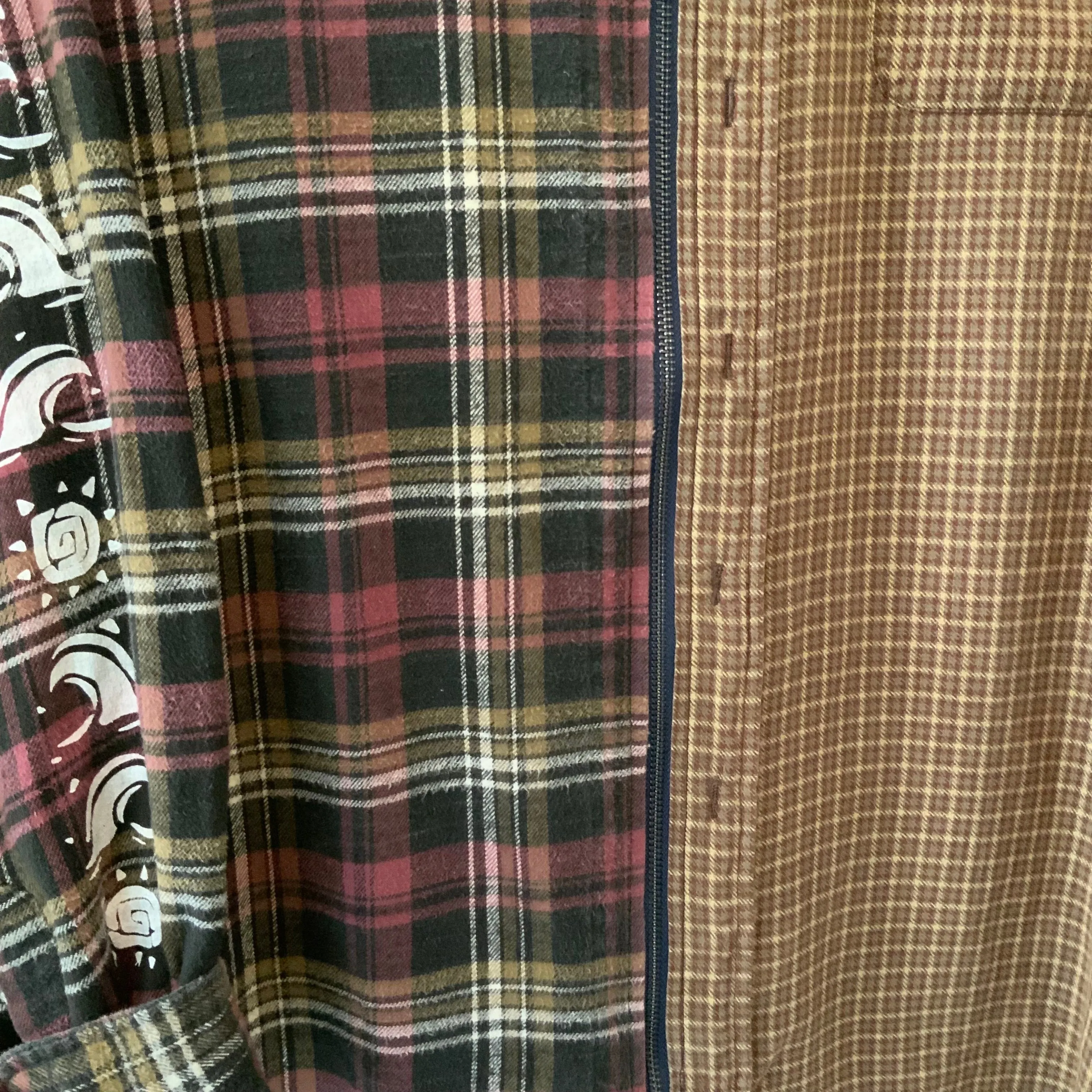 Tan/Pink Zip Split Flannel