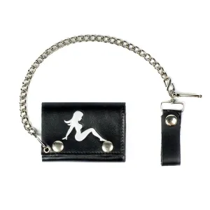 TC304-14s  Tri-Fold Wallet w/ Chain- Mud Flap Girl