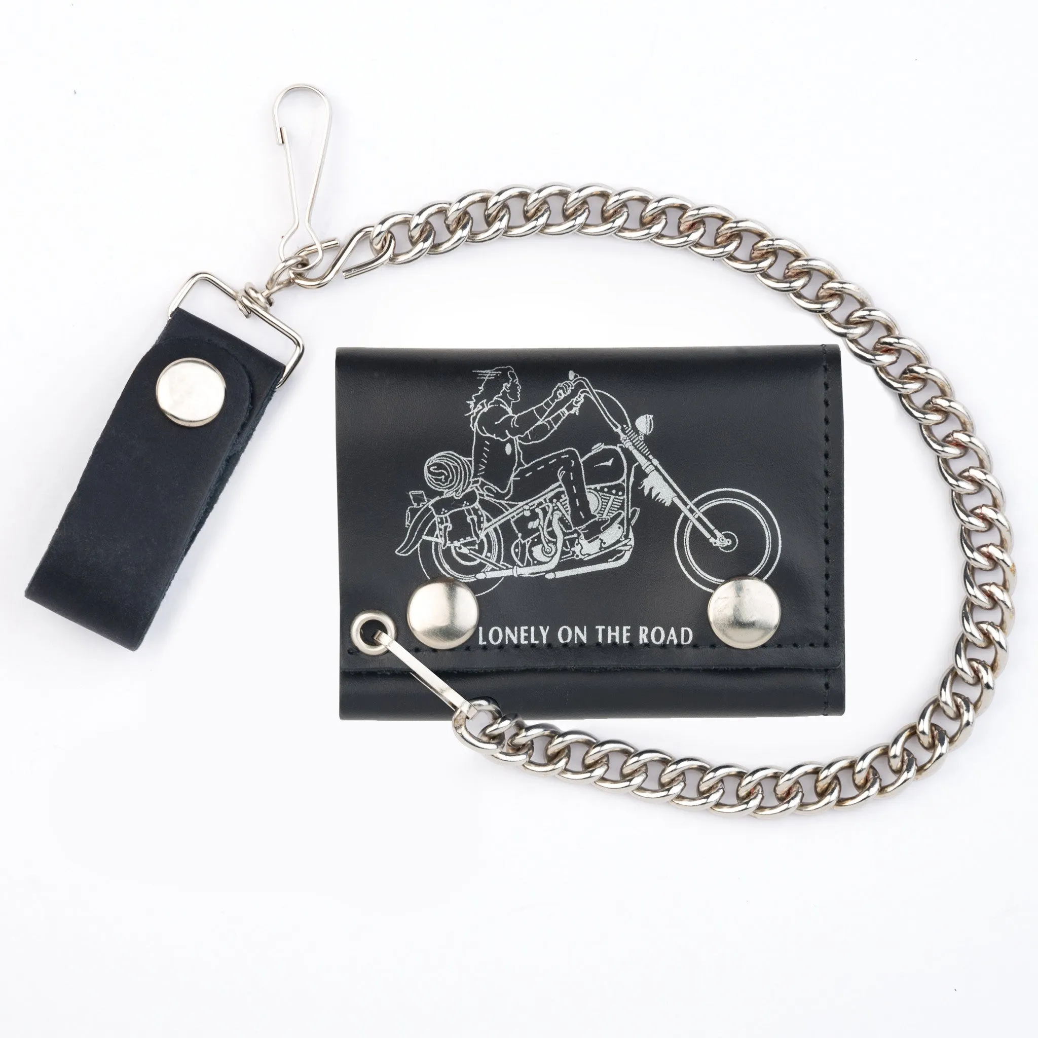 TC304-207  Tri-Fold Wallet w/ Chain- Lonely On the Road