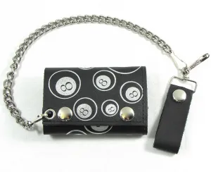 TC304-22X  Tri-Fold Wallet w/ Chain- Multi-8-Ball