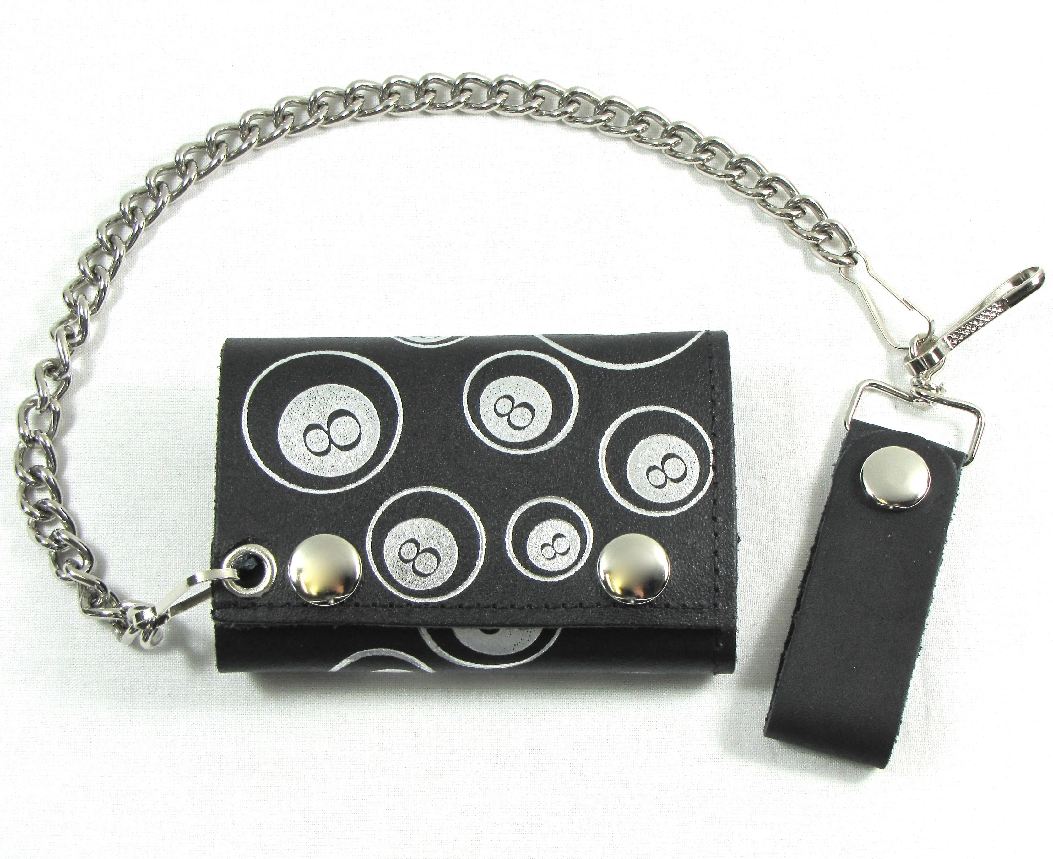 TC304-22X  Tri-Fold Wallet w/ Chain- Multi-8-Ball