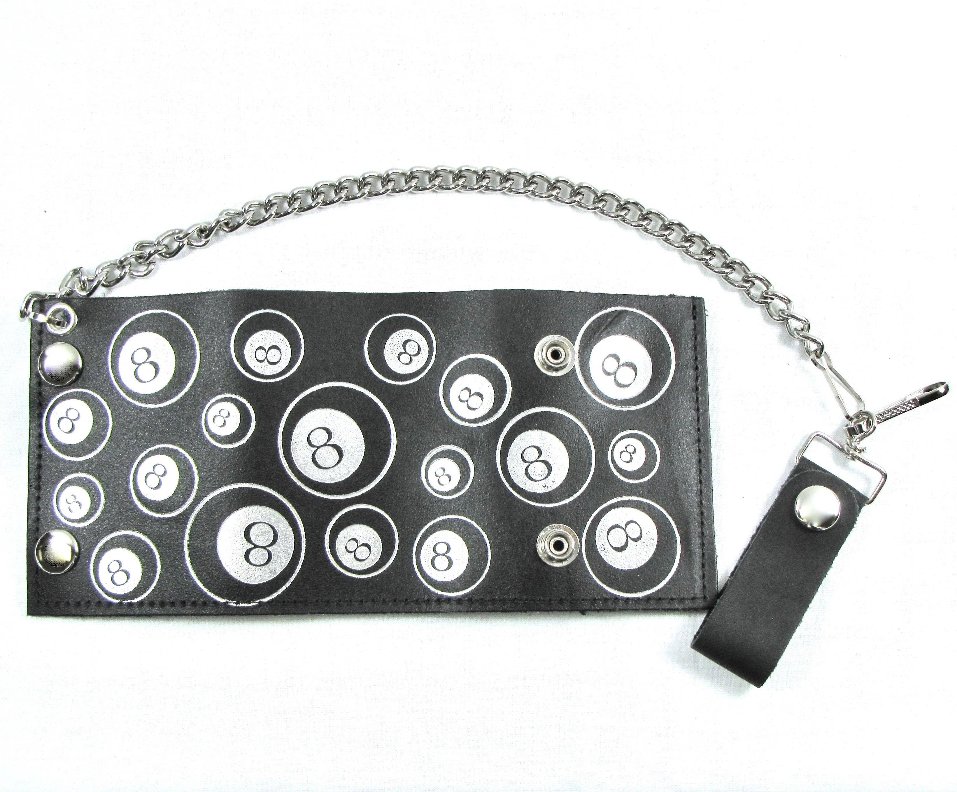 TC304-22X  Tri-Fold Wallet w/ Chain- Multi-8-Ball