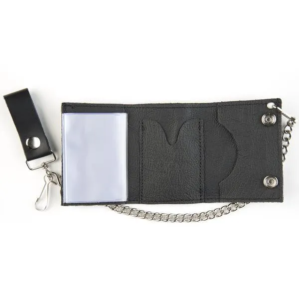 TC304-X3  Tri-Fold Wallet w/ Chain- Brush Stroke Border