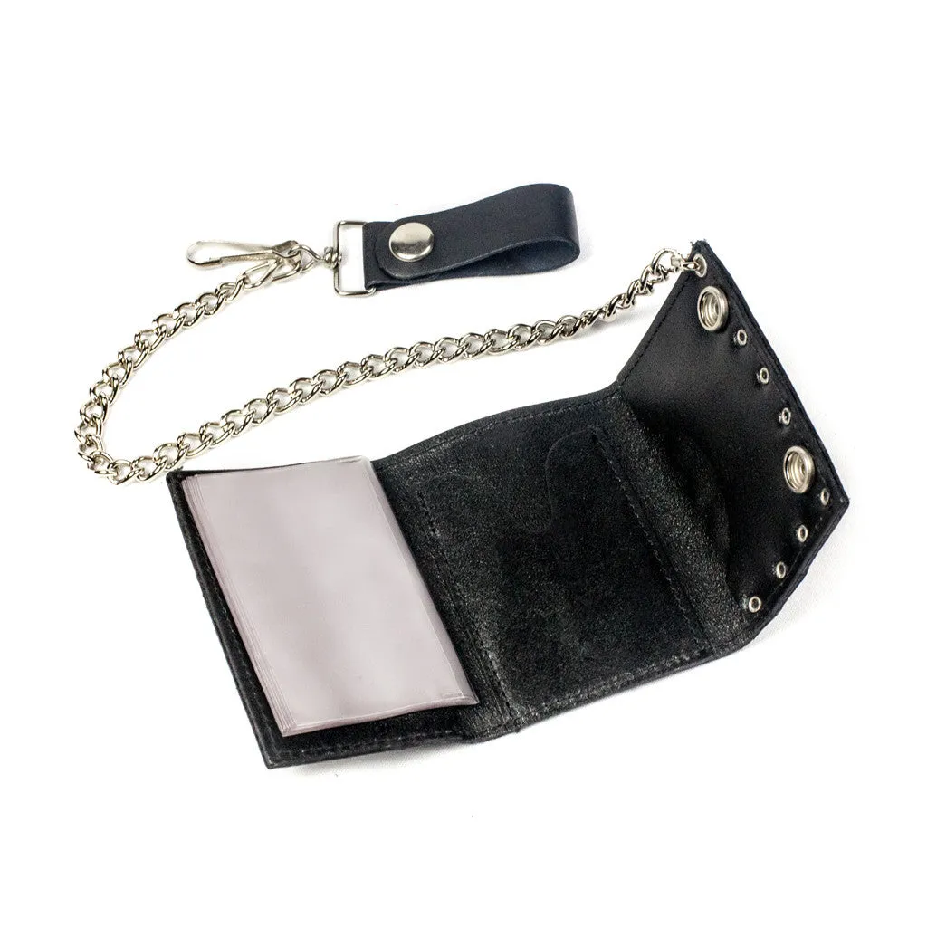 TC304R  Studded Tri-Fold Wallet w/ Chain