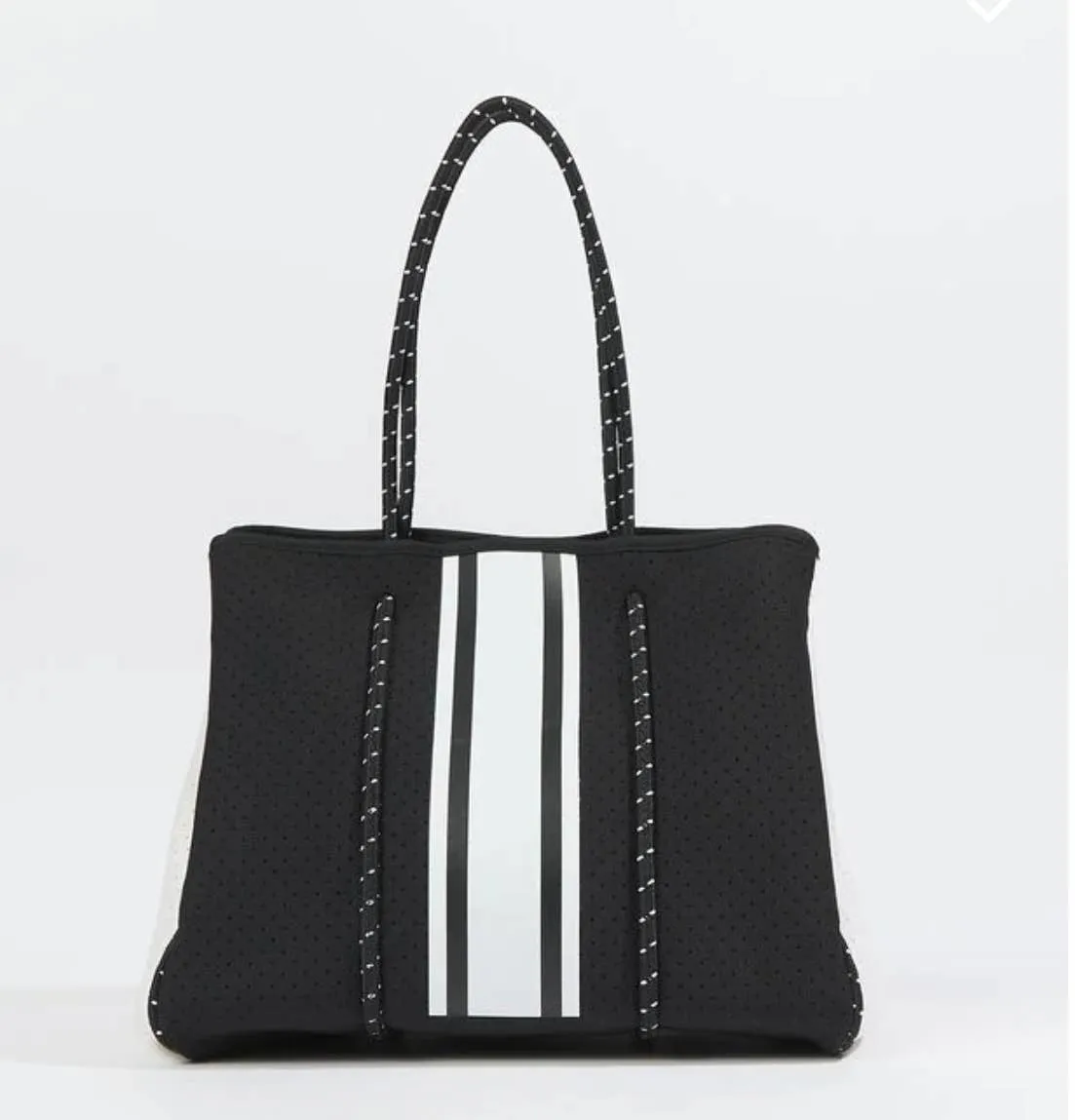 The Ella Tote Black With White Stripes