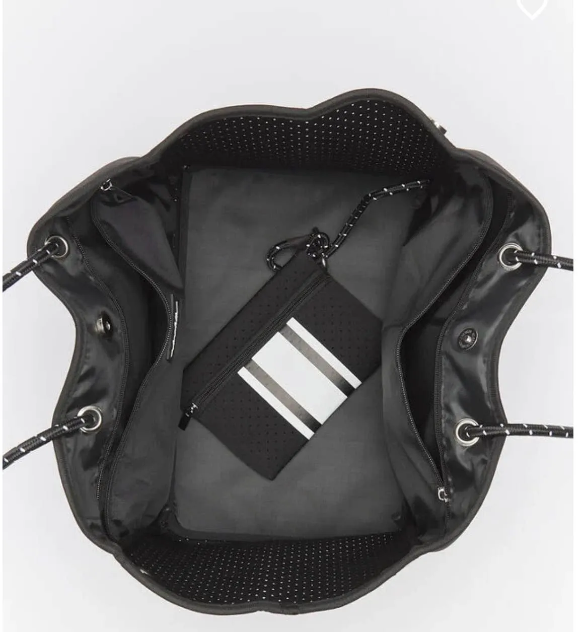 The Ella Tote Black With White Stripes
