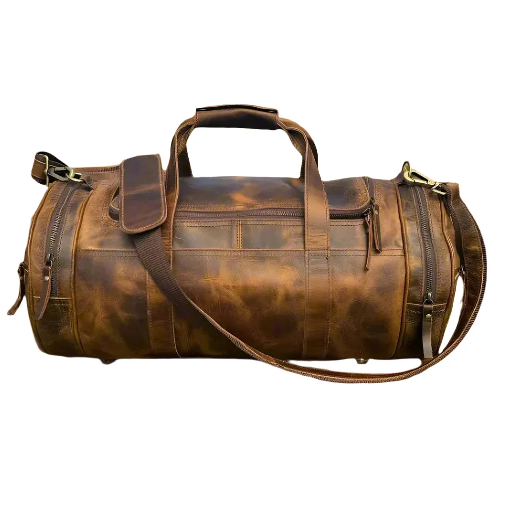 The Shrewsbury - Mens Leather Dufflel / Barrel Bag by ArchieSoul Man   Free Buffalo Leather Wallet
