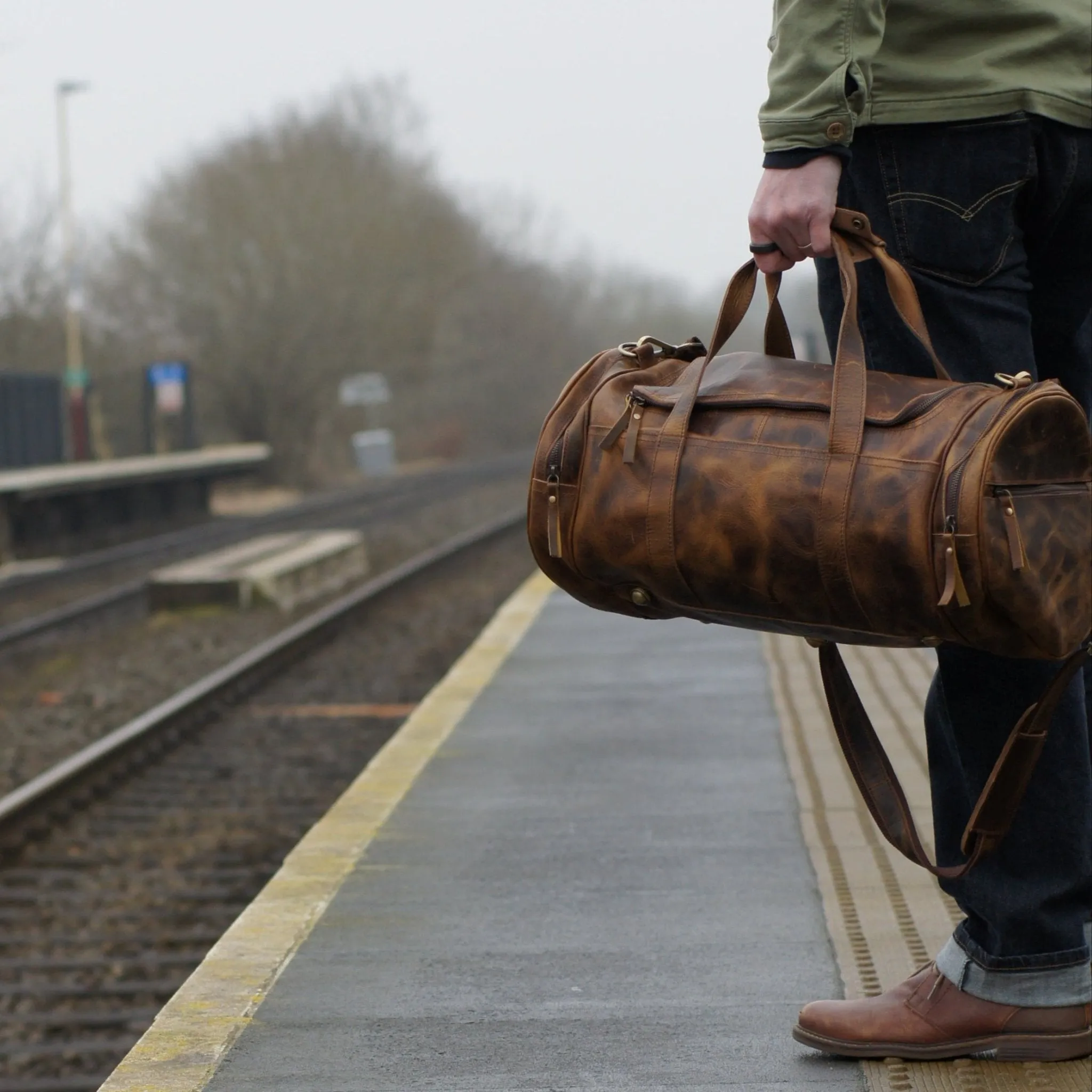 The Shrewsbury - Mens Leather Dufflel / Barrel Bag by ArchieSoul Man   Free Buffalo Leather Wallet