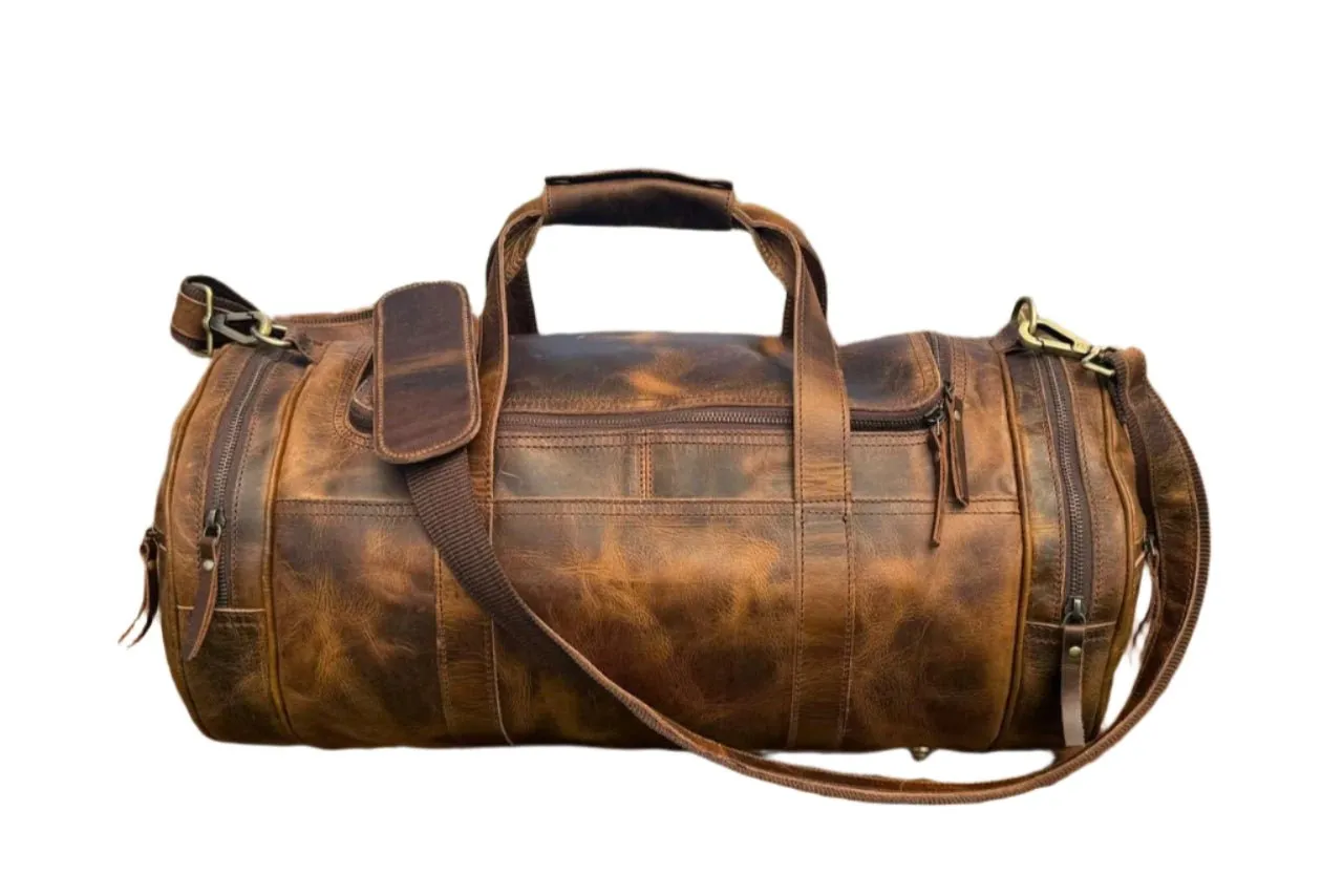 The Shrewsbury - Mens Leather Dufflel / Barrel Bag by ArchieSoul Man   Free Buffalo Leather Wallet