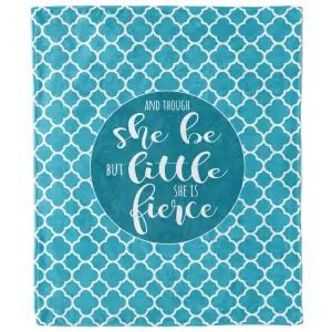 Though She Be But Little Teal Quatrefoil Blanket
