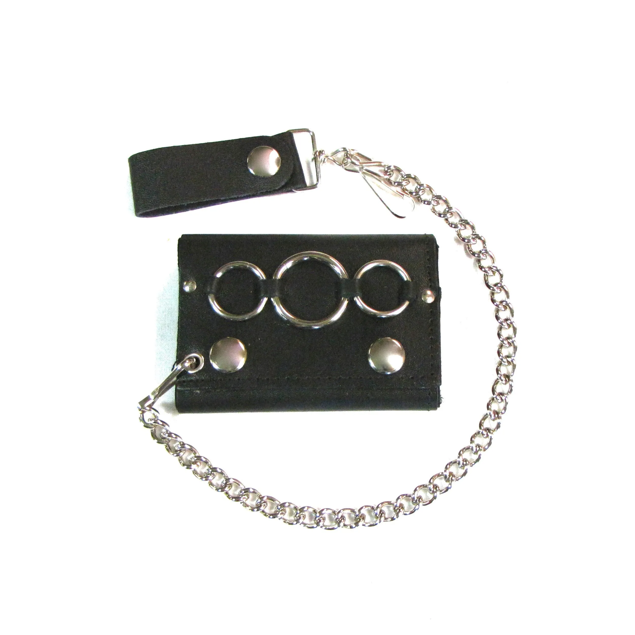 Three Ring Tri-Fold Wallet w/ Chain