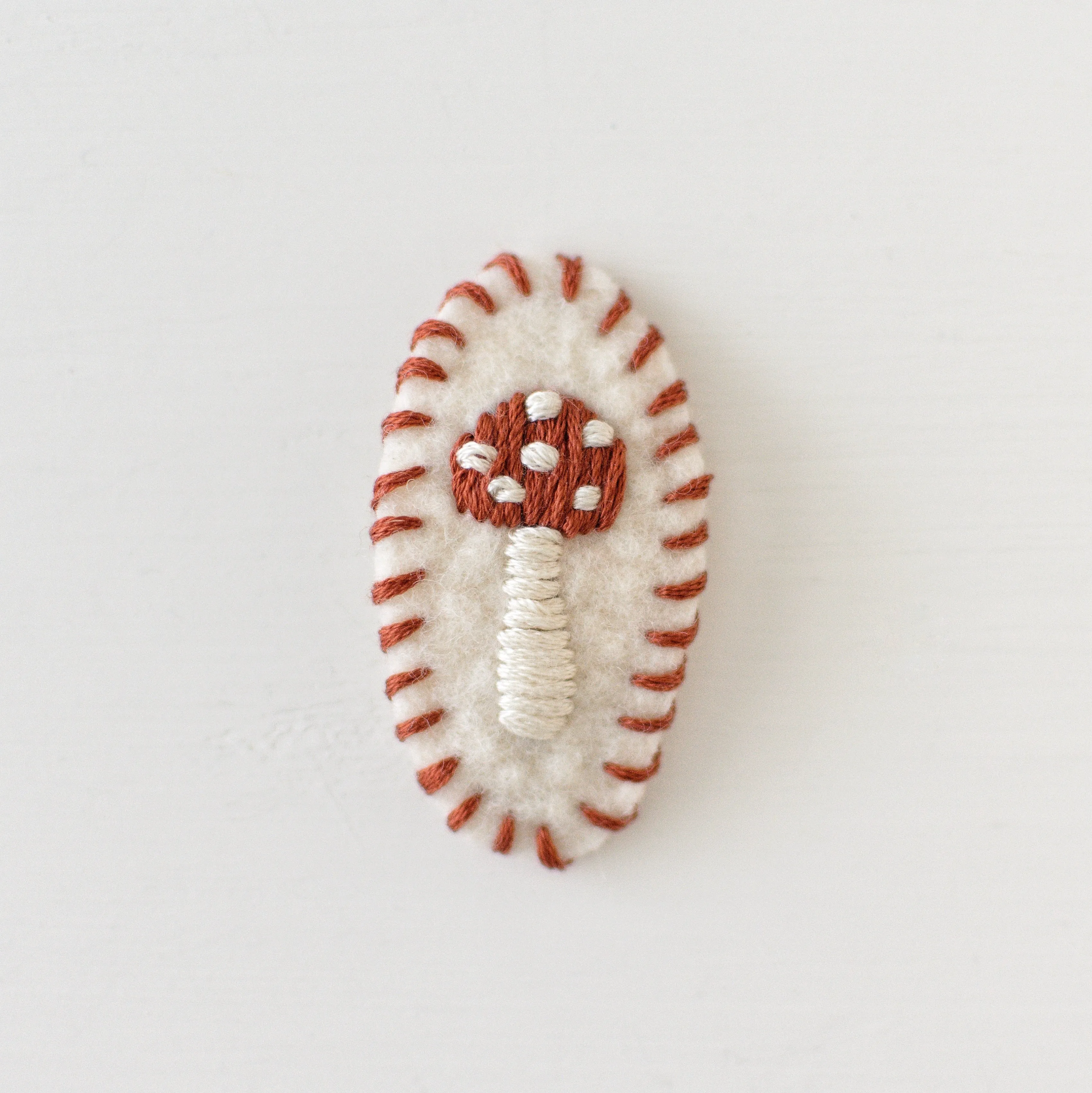 Toadstool Wool Felt Snap Clip