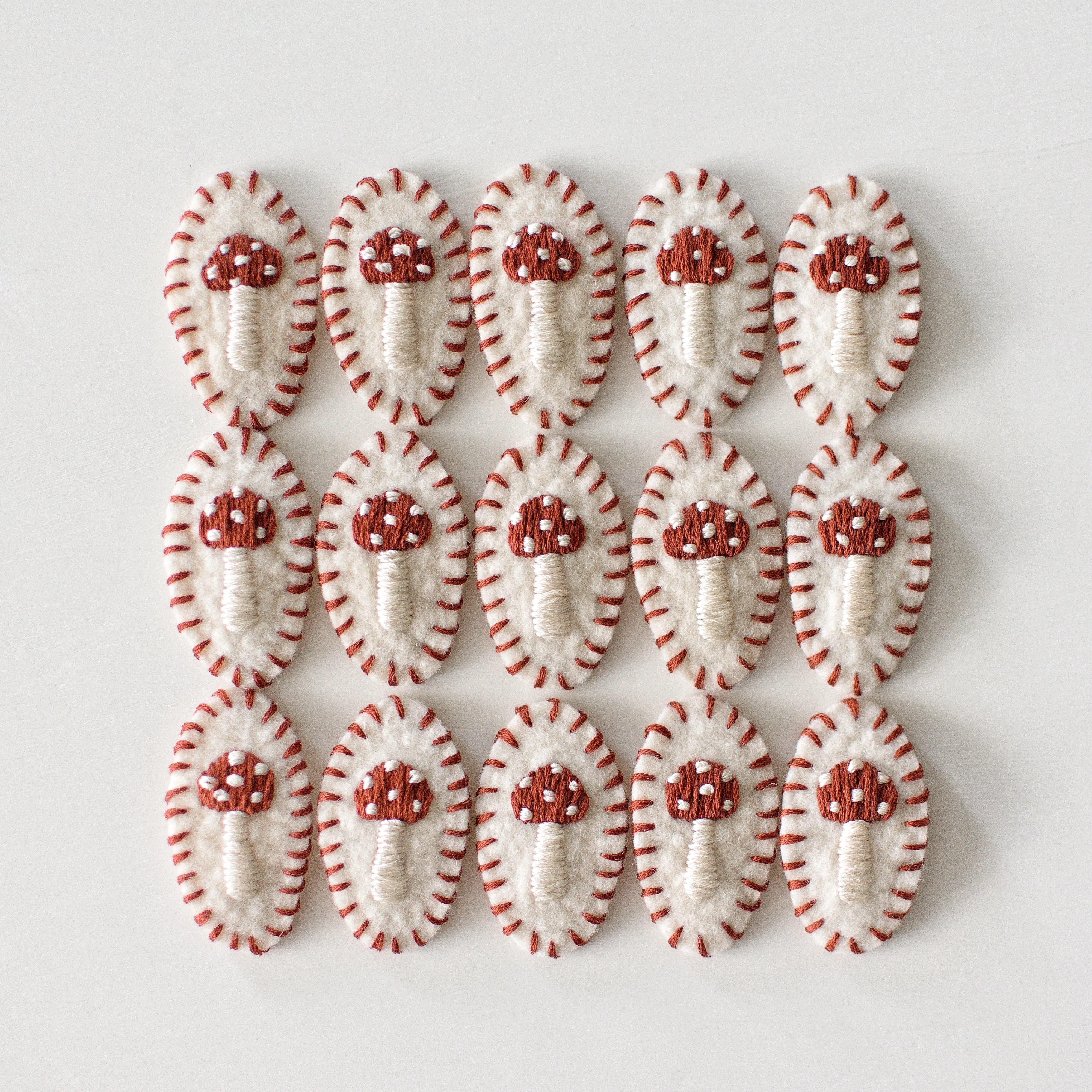 Toadstool Wool Felt Snap Clip