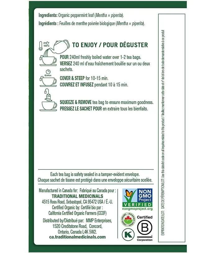 Traditional Medicinals Organic Peppermint Tea, 16 Tea Bags