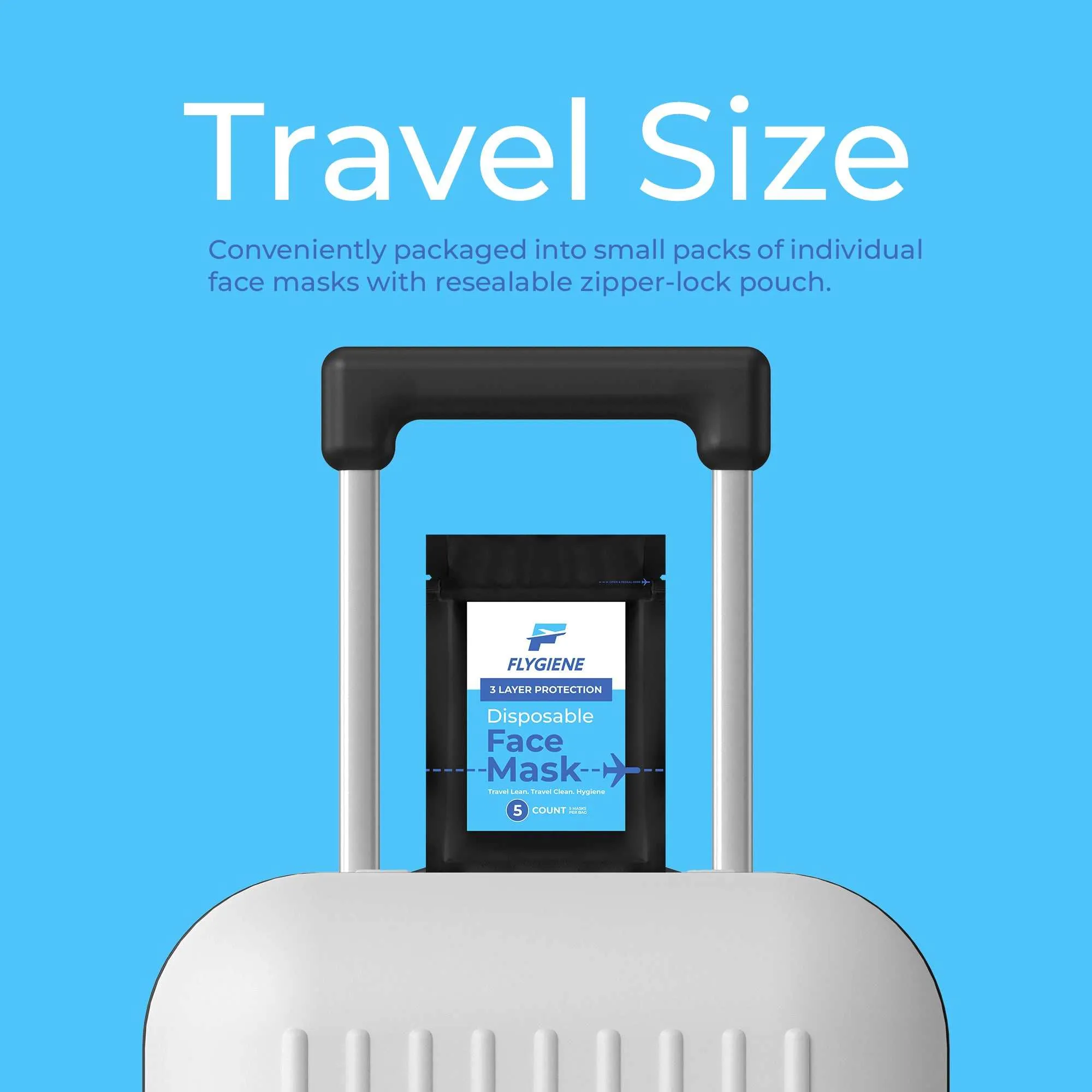 Travel Face Mask | Disposable | 10 Count (2 Packs of 5) | Black