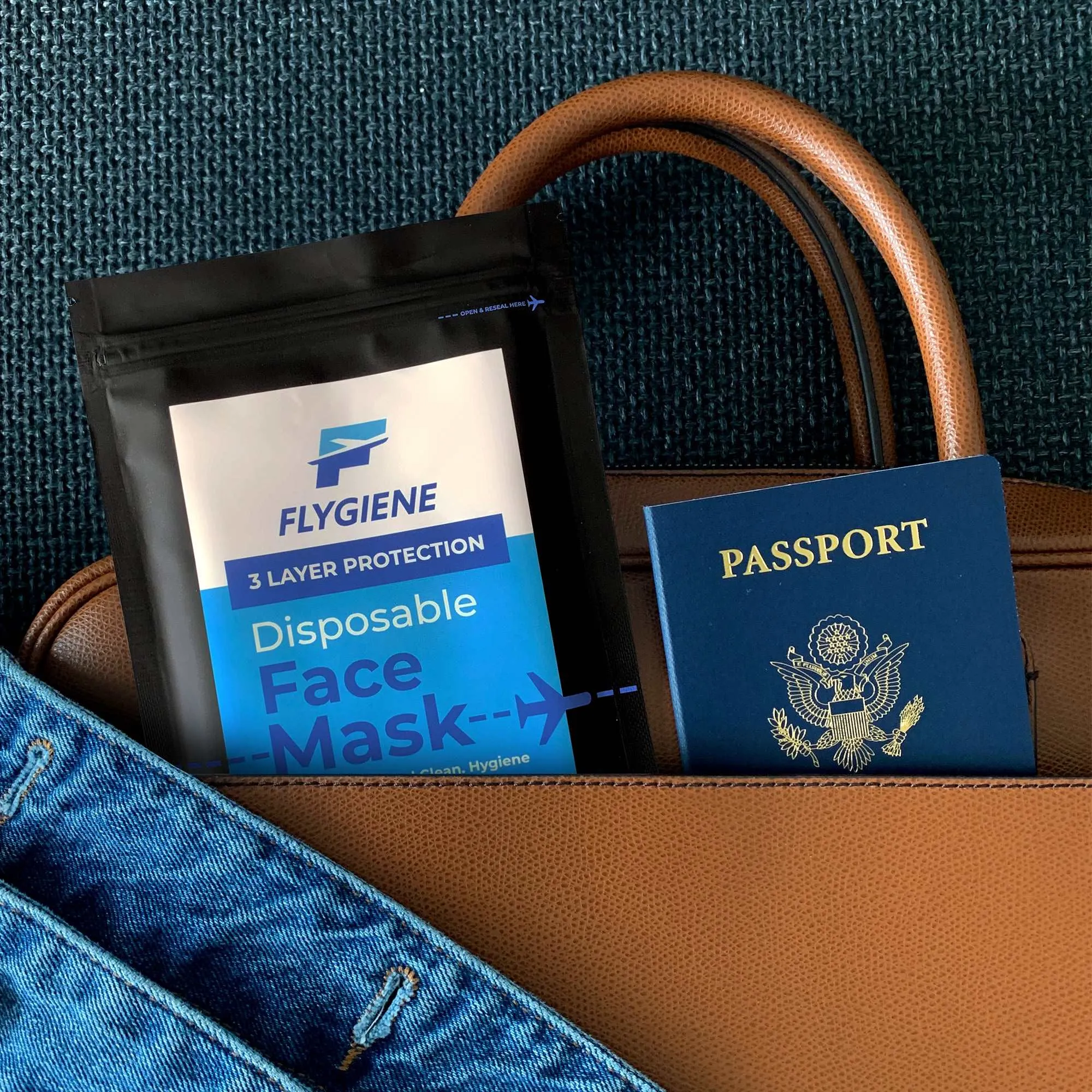 Travel Face Mask | Disposable | 10 Count (2 Packs of 5) | Black
