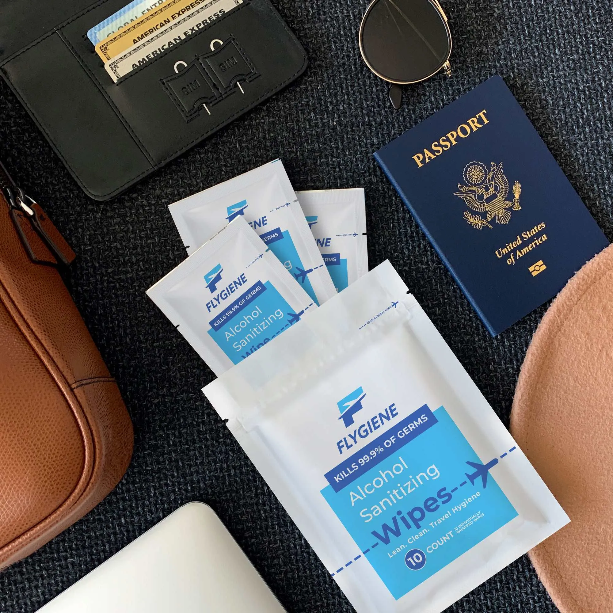 Travel Sanitizing Wipes | 10 Count (1 Pack of 10)