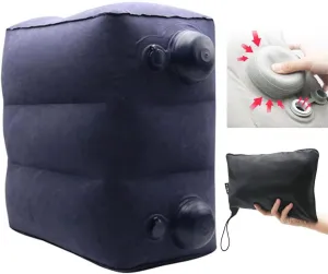 Travelest Inflatable Portable Travel Foot Leg Rest Pillow with Built-in air Pump for Travel - Navy