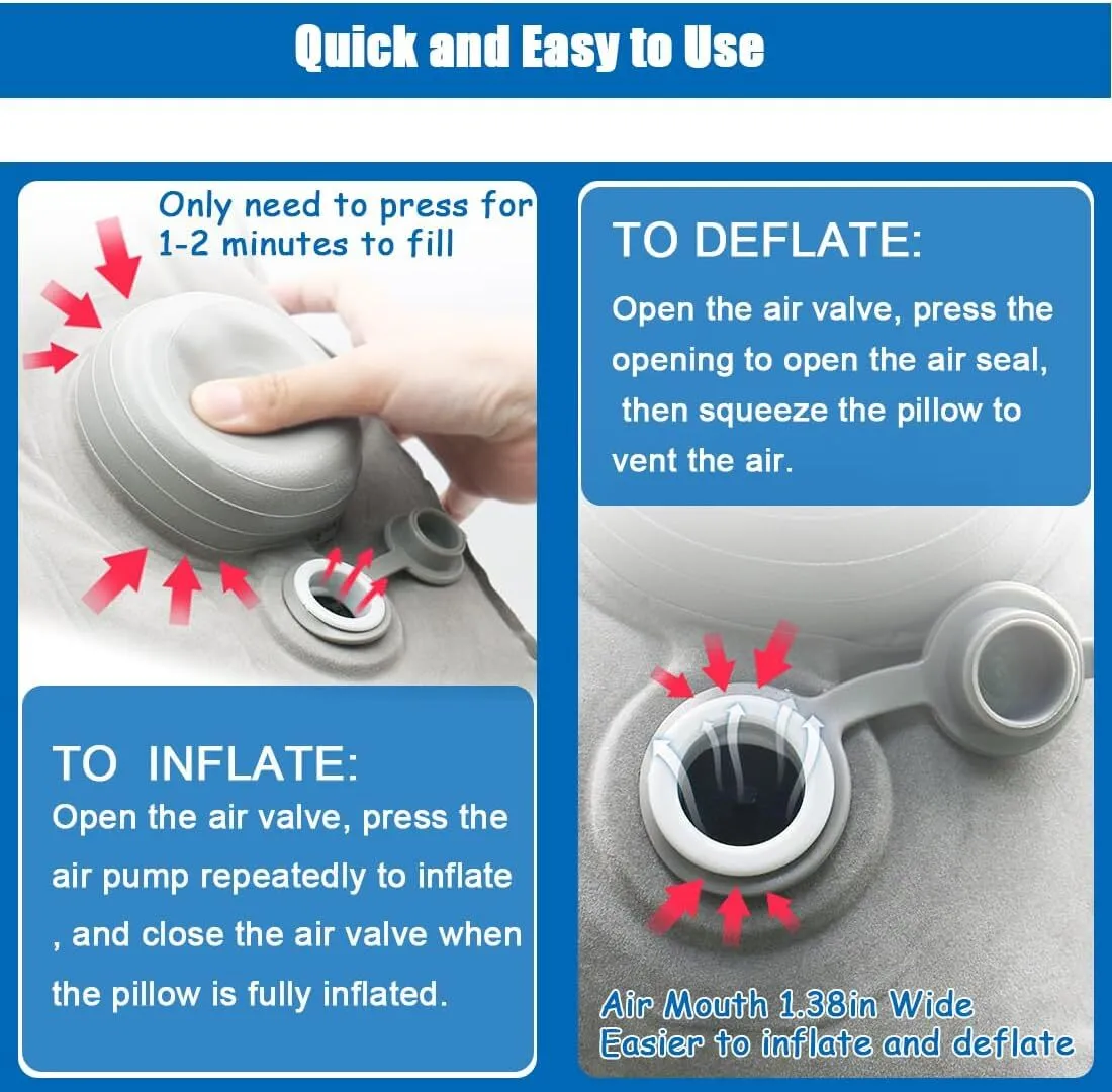 Travelest Inflatable Portable Travel Foot Leg Rest Pillow with Built-in air Pump for Travel - Navy