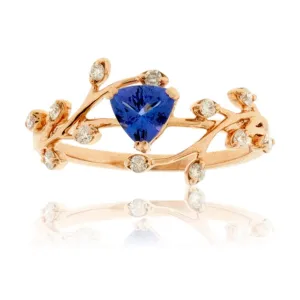 Trillian Cut Tanzanite and Diamond Organic Style Ring