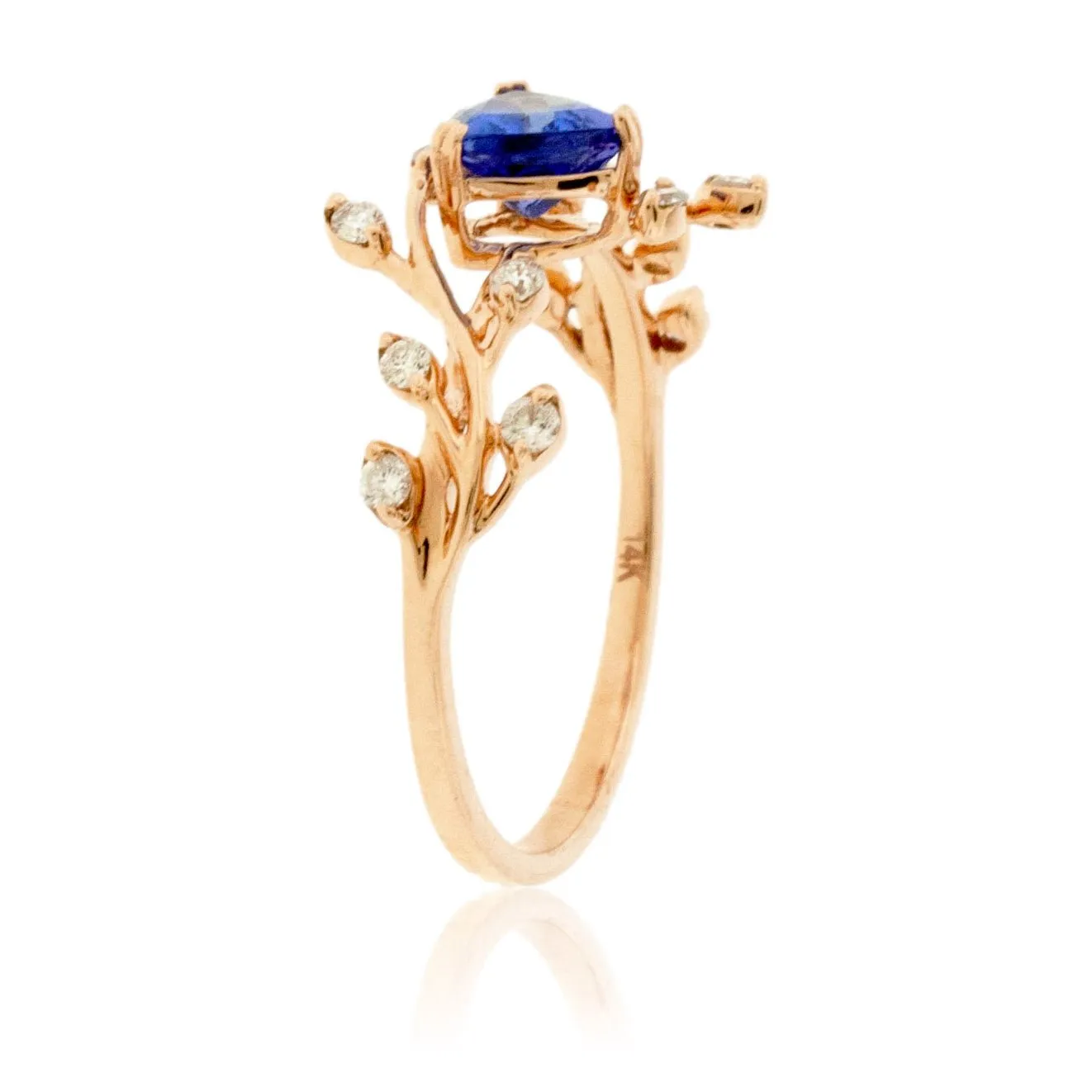 Trillian Cut Tanzanite and Diamond Organic Style Ring