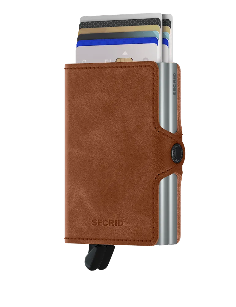 Twinwallet Vintage - Cognac Silver