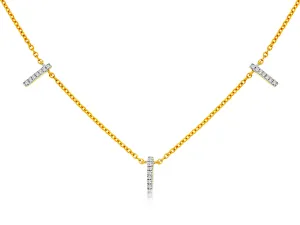 Two-Tone Diamond Stick Necklace