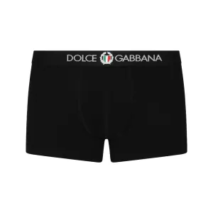 TWO-WAY-STRETCH JERSEY REGULAR-FIT BOXERS WITH EMBLEM BLACK