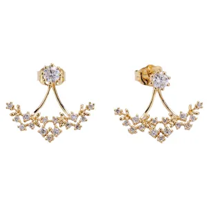 Two-Way Wear Diamond Flower Ear Jacket Earrings