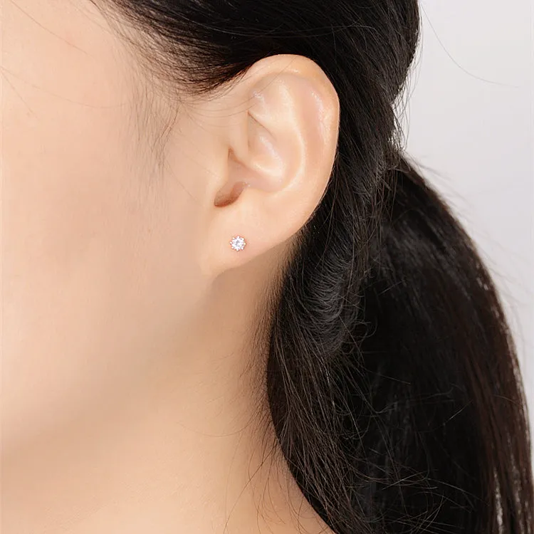 Two-Way Wear Diamond Flower Ear Jacket Earrings