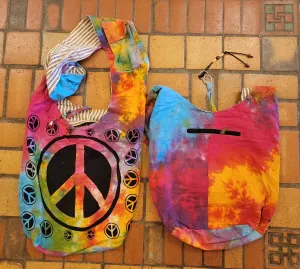 Tye Dye Peace Sign Hobo Bag