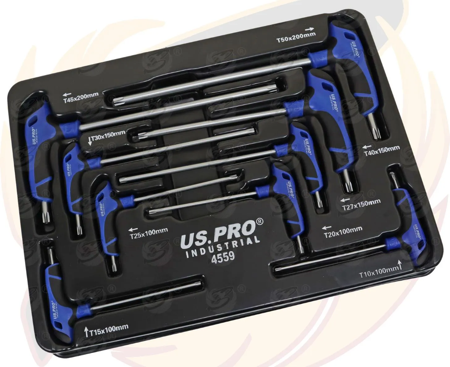 US PRO INDUSTRIAL 9PCS T HANDLE TAMPERPROOF TORX KEYS T10 - T50