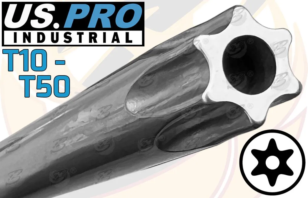 US PRO INDUSTRIAL 9PCS T HANDLE TAMPERPROOF TORX KEYS T10 - T50